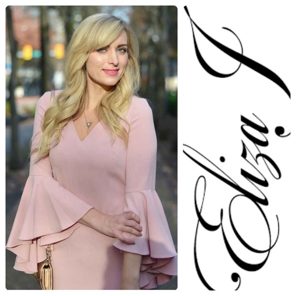 Eliza J Bell Sleeve V-Neck Crepe dress - Picture 5 of 8